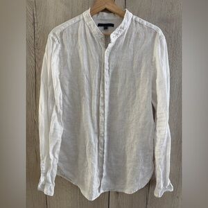 John Varvatos Mandarin collar white linen shirt